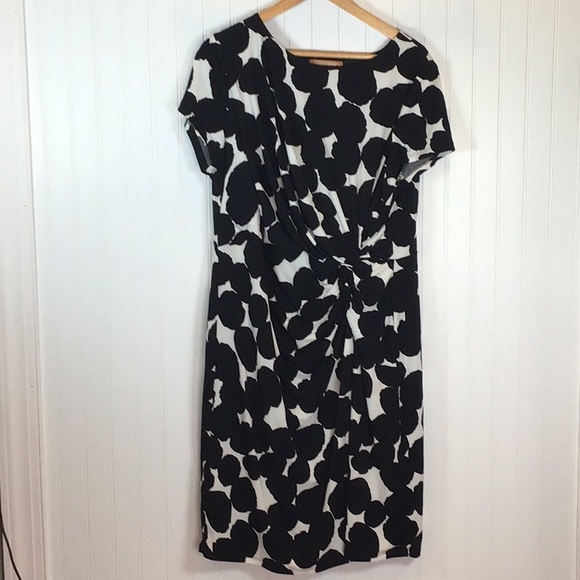 💖 Ellen Tracy | Black/White Twist Front Jersey Dress Size XL - Picture 4 of 12